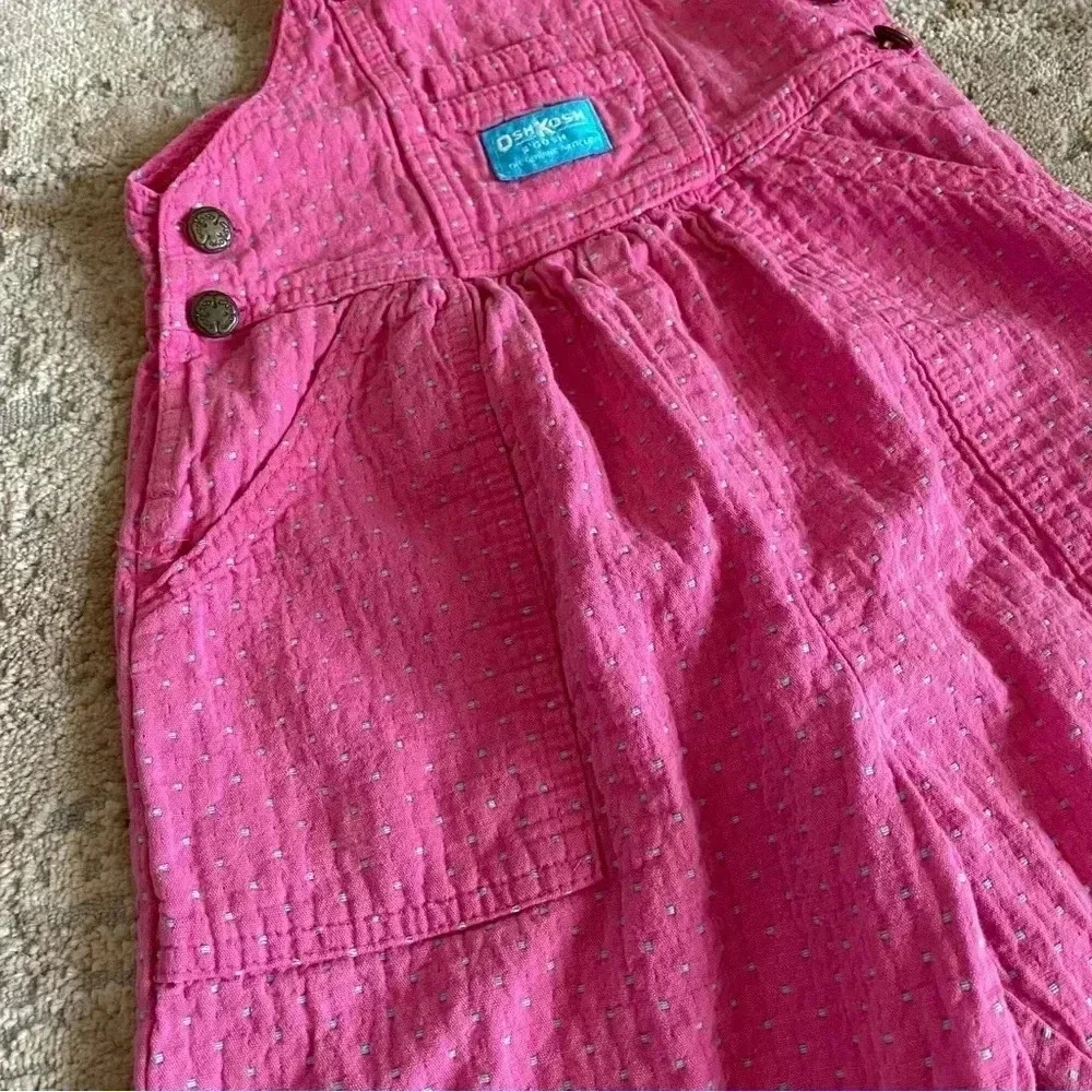 Oshkosh B’Gosh RARE Vintage Made in the USA Overalls Pink Polka Dot 100% Cotton